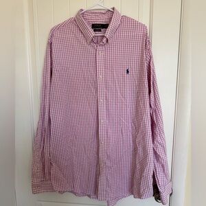 Ralph Lauren Men's Pink Checkered Button Down Shirt